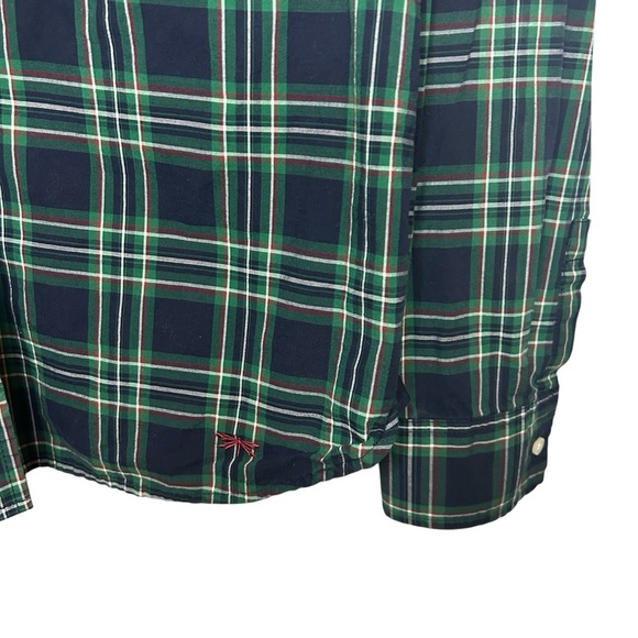 Talbots Green Navy Plaid Ruffle Button Down Shirt Size 16 - Picture 4 of 12